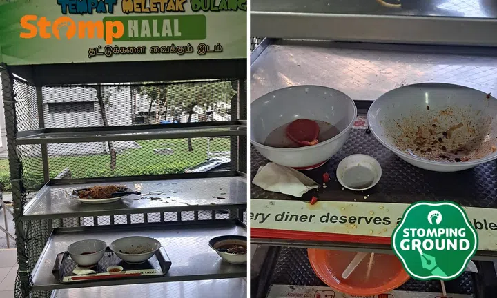 return trays at designated stations in hawker centres