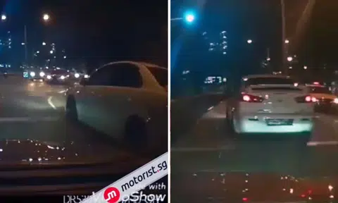 Lancer driver makes reckless lane change, then jams on the brakes