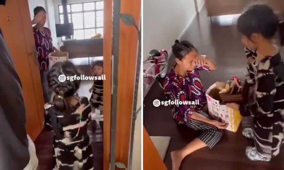 Helper falls to floor in tears after family surprises her with cake and McDonald's for her birthday