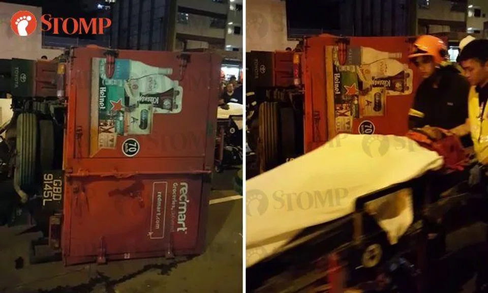 RedMart lorry driver, 18, and car driver, 77, sent to hospital after accident at AMK
