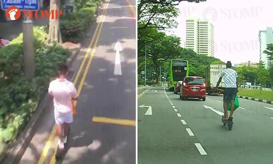Stompers film e-scooters on the road: One overtakes bus along Henderson Road