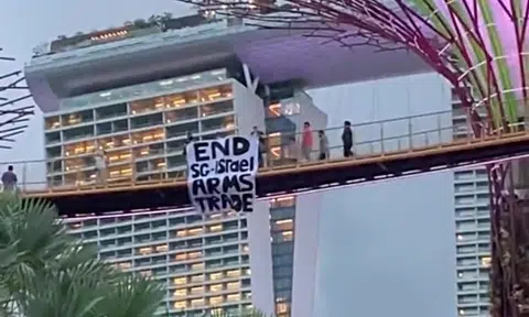 Police investigating protest banner on Gardens by the Bay skyway, petition started online