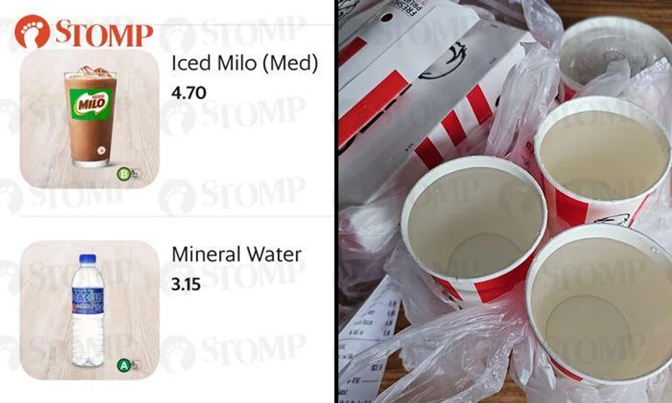 GrabFood customer orders mineral water from KFC -- but what he got is so dubious