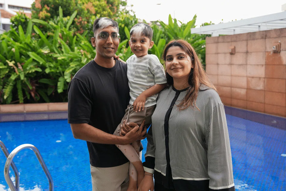 Four-year-old Mohamed Zain with his parents Azharuddin Mohamed Naseem, 36, and Sania Azhar, 29.