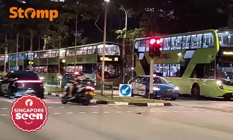 Stomper frustrated by heavy jam after lanes closed for water pipe repairs at Loyang Avenue