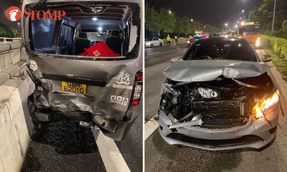 Woman injured after van gets rear-ended by Merc on AMK South Flyover, husband appealing for witnesses