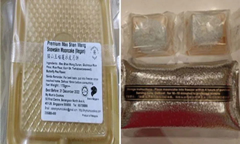 SFA recalls My Mum's Cookies Premium Mao Shan Wang Snowskin Mooncake due to E coli bacteria