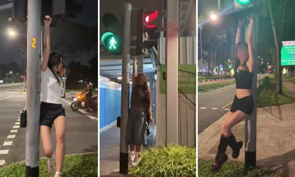 LTA said it is aware of a social media trend where participants film themselves hanging from traffic lights, street signs.