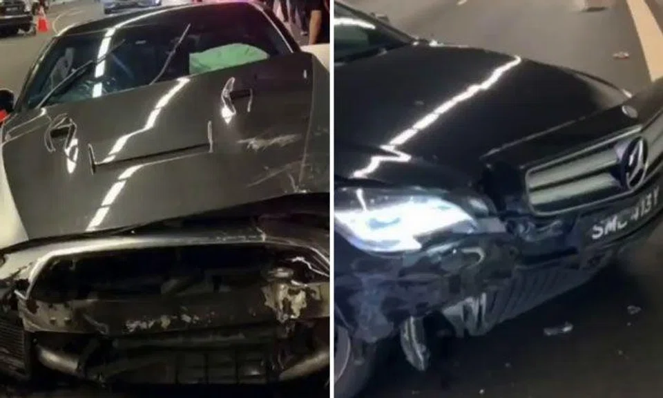 Nissan GT-R driver loses control of car, skids and rams into Merc in CTE tunnel