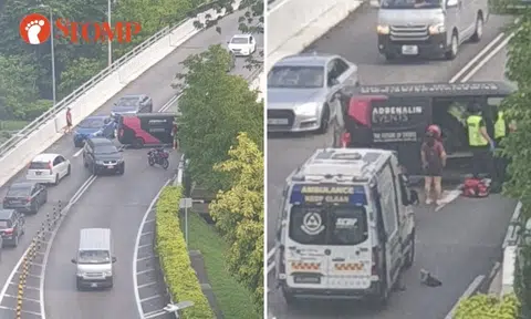 Van skids and gets into accident at Braddell Road, 28-year-old driver taken to hospital