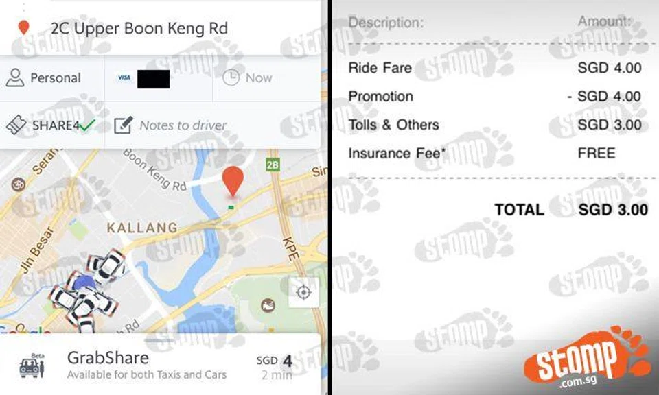 Guy to get free GrabShare ride after using $4 promo code -- but has to pay $3 'waiting charge'