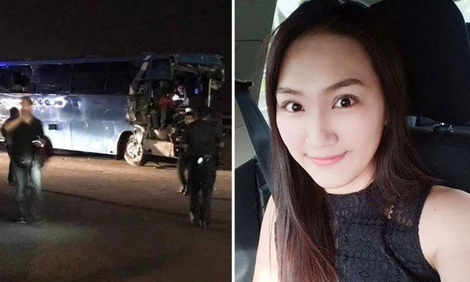 Ms Mok was killed after the bus she was in collided into the railings near the Tuas checkpoint at about on Tuesday morning. PHOTOS: FACEBOOK