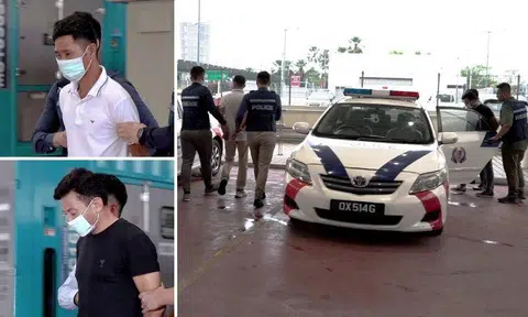 Chinese nationals Lu Jingnan and He Yuanlin were then handed over to the Singapore Police Force on Thursday.