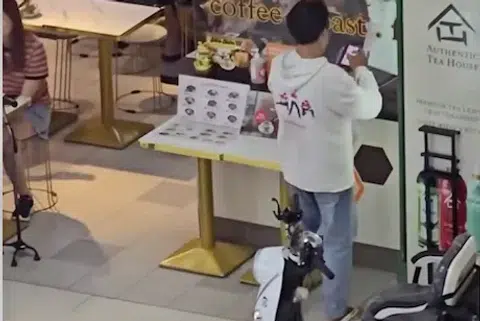 Able-bodied man rides PMA to pick up order at foodcourt