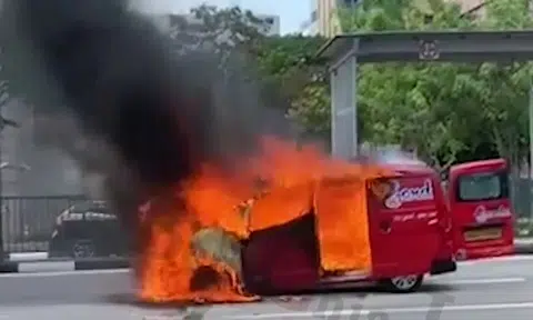 Gardenia van catches fire at Paya Lebar Road