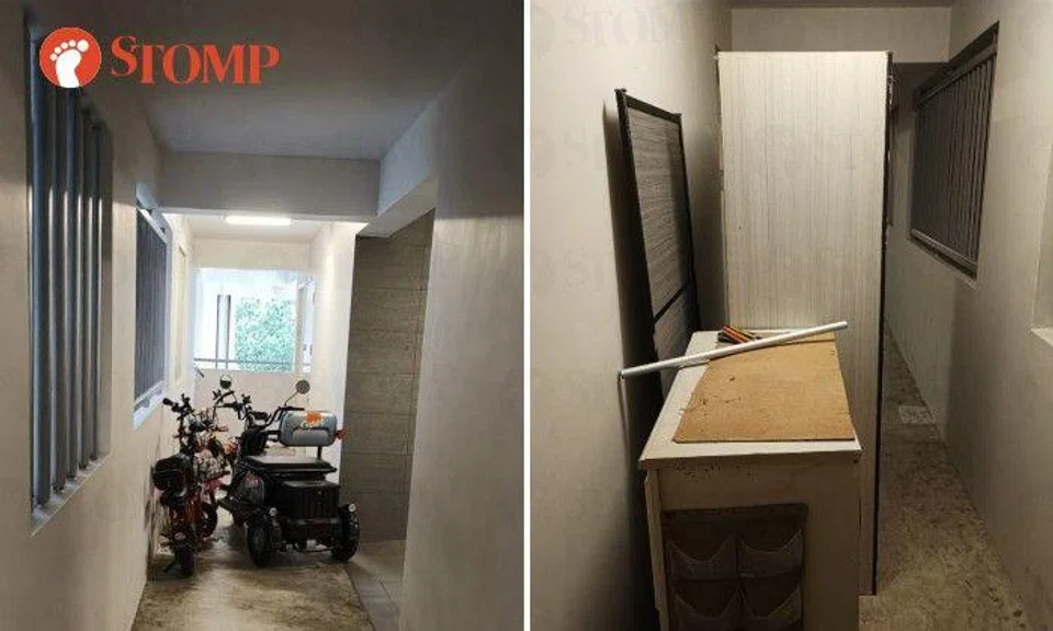 Stomper Leng shared photos of mobility devices and discarded furniture clogging the second-storey corridor.