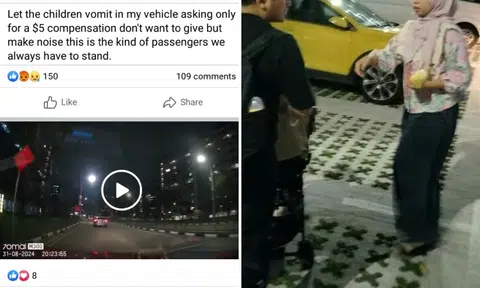 Child vomits in taxi, cabby complains on Facebook that passenger refuses to pay $5 compensation