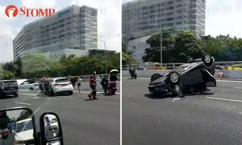 2 men and 7-month-old baby taken to hospital after multi-vehicle accident along PIE