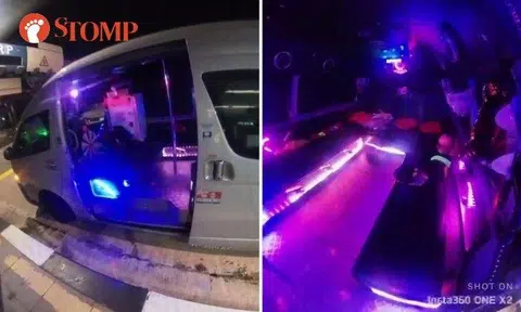 After driving the woman back to her place, the Stomper returned to MBS and took a video of the party bus.