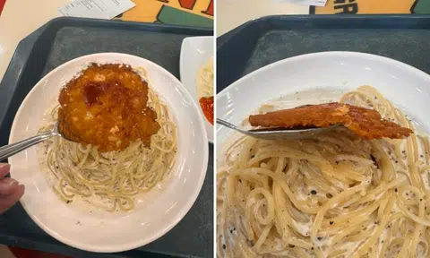 Woman asks stall if 'super super thin' salmon with her $7.90 pasta is salmon, owner says it's 'minced'