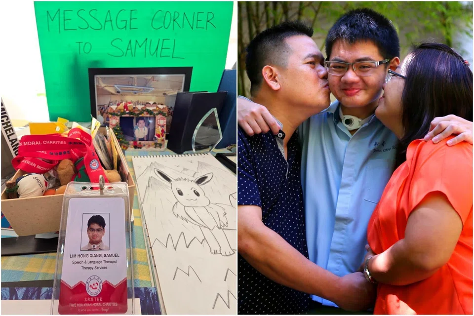 Mr Samuel Lim with his parents Mr Lim Boon Keong and Madam Tan Poh Ling, in a 2016 photo. He died on June 28 at age 26.