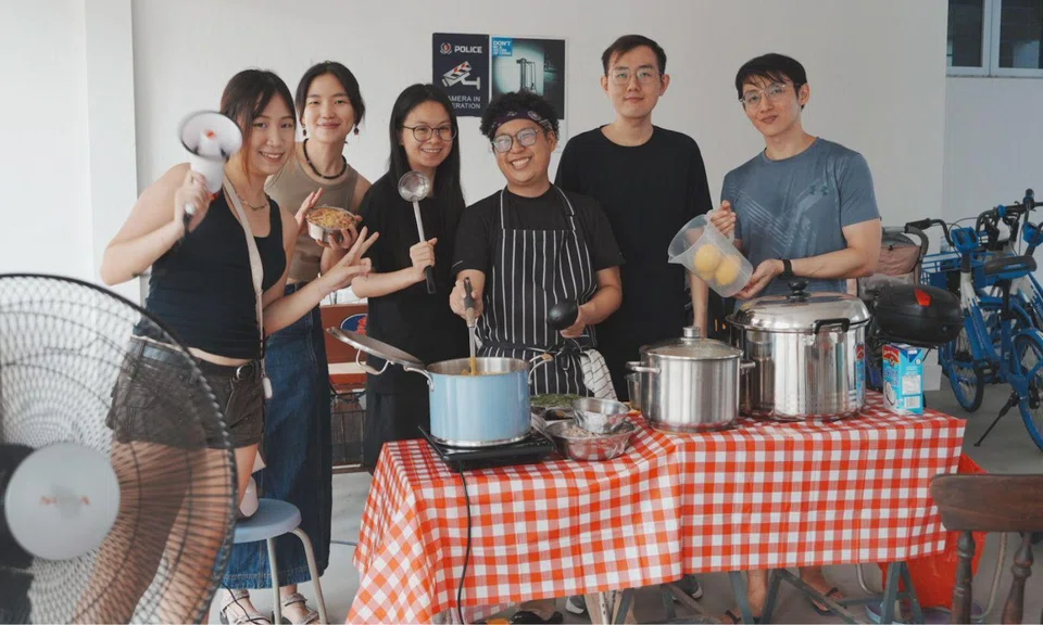 Soup kitchen volunteers pose for a photo.