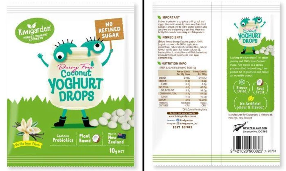 Food manufacturer Kiwigarden has voluntarily recalled Kiwigarden’s Coconut Vanilla Dairy Free Yoghurt Drops from New Zealand, due to undeclared milk allergen.