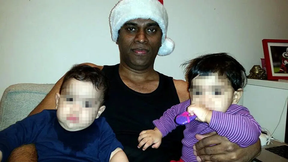 Wilson Raj with his two children in Hungary