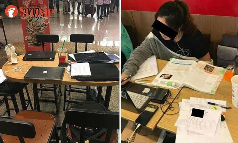 It may be the exam period, but is it right for you to hog tables like this?