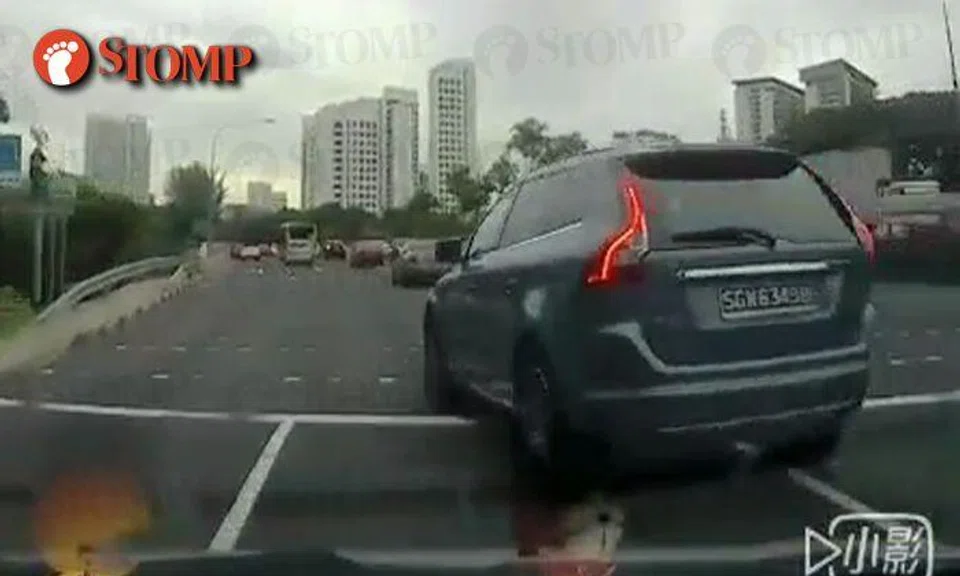 Driver SGM 6349B nearly hits Stomper's car after cutting from 1st into 3rd lane