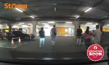 Pedestrians walk in front of Stomper’s car at Ikea Tampines like they ‘own the whole carpark’