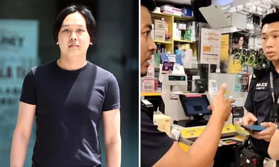 Jonathan Ong Jun Jie recorded the incident at a Cheers outlet at Lau Pa Sat hawker centre in Raffles Quay in January 2023. ST PHOTO: KELVIN CHNG