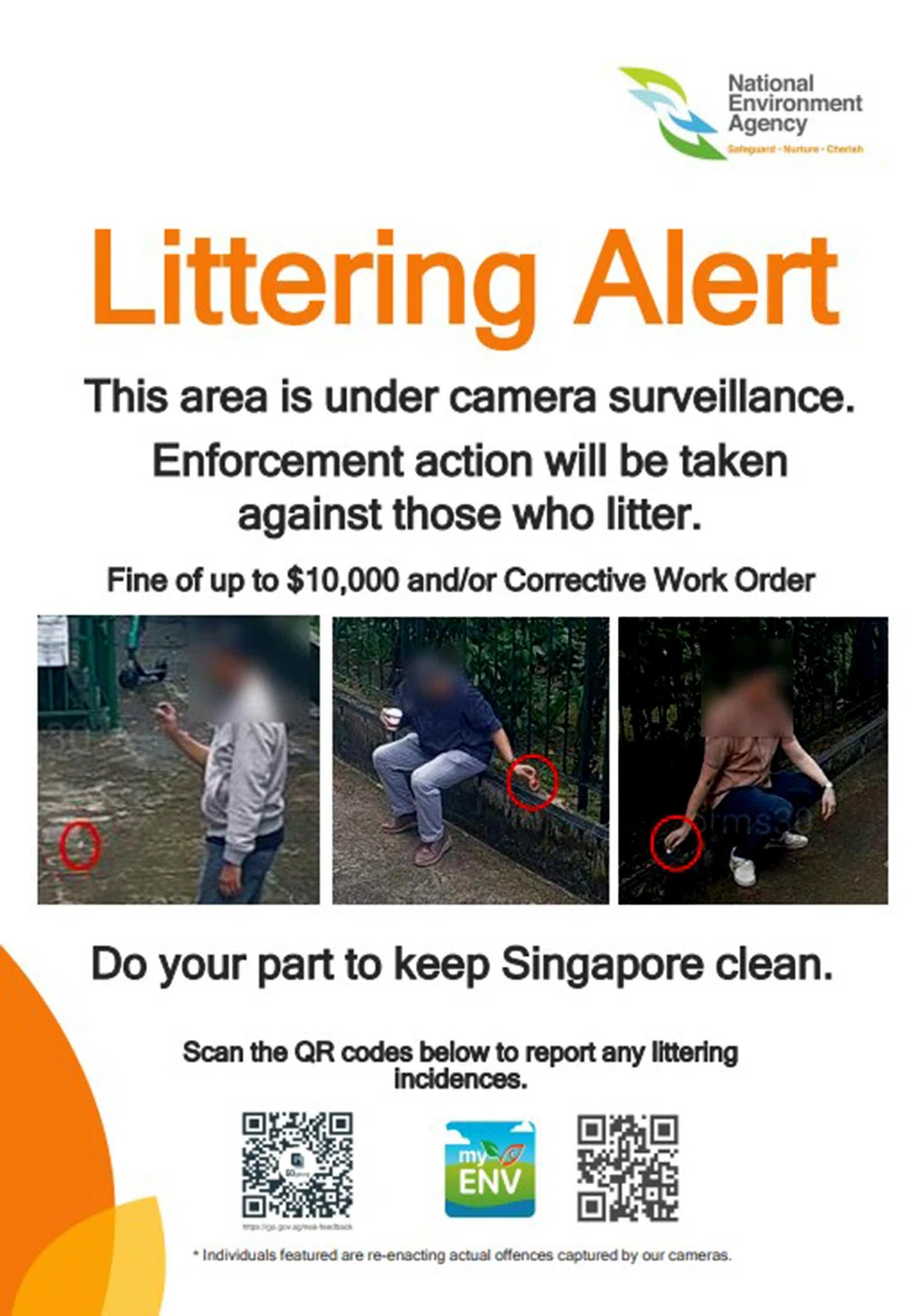 A sample poster with pictures of litterbugs.