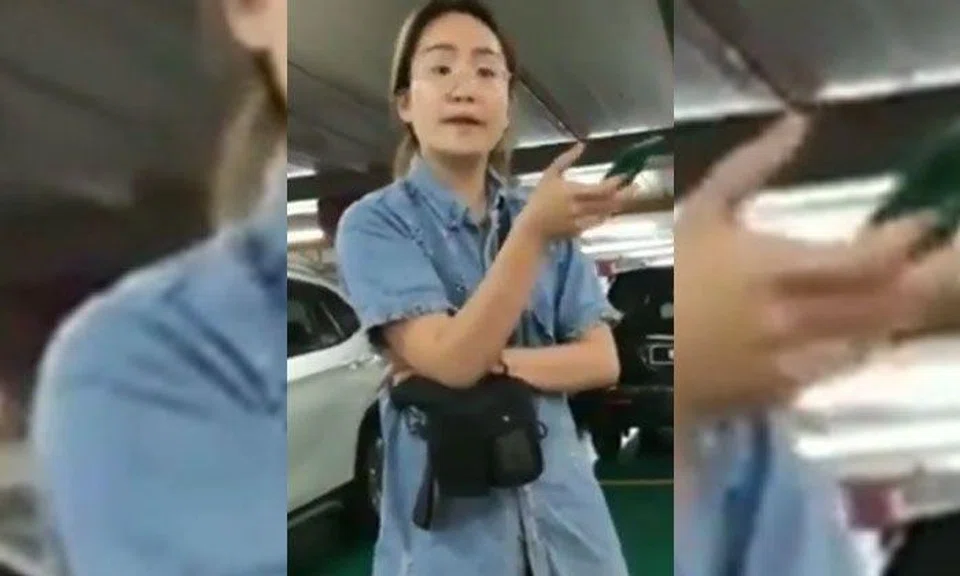 Driver and woman argue after she reserves carpark lot with her body: "This is carpark, not humanpark"