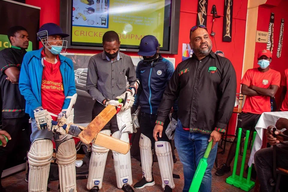 Former national cricketer Arjun Menon (right) conducting a cricket awareness course for journalists in Malawi on May 5, 2021.