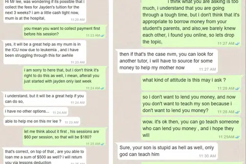Exchange between Mr Lee and the tutor.