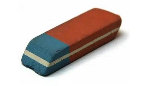 Nope, the blue part of this popular eraser was NOT designed to get rid of ink