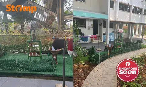 Mdm Cheng noticed that her neighbour of 26 years had set up an altar and built a mini garden on March 27.