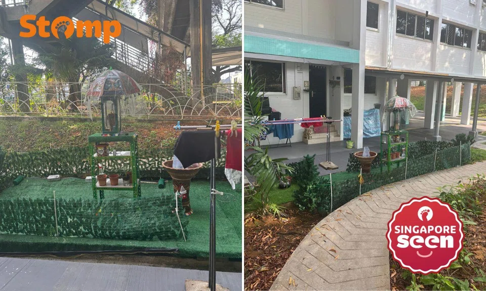 Mdm Cheng noticed that her neighbour of 26 years had set up an altar and built a mini garden on March 27.