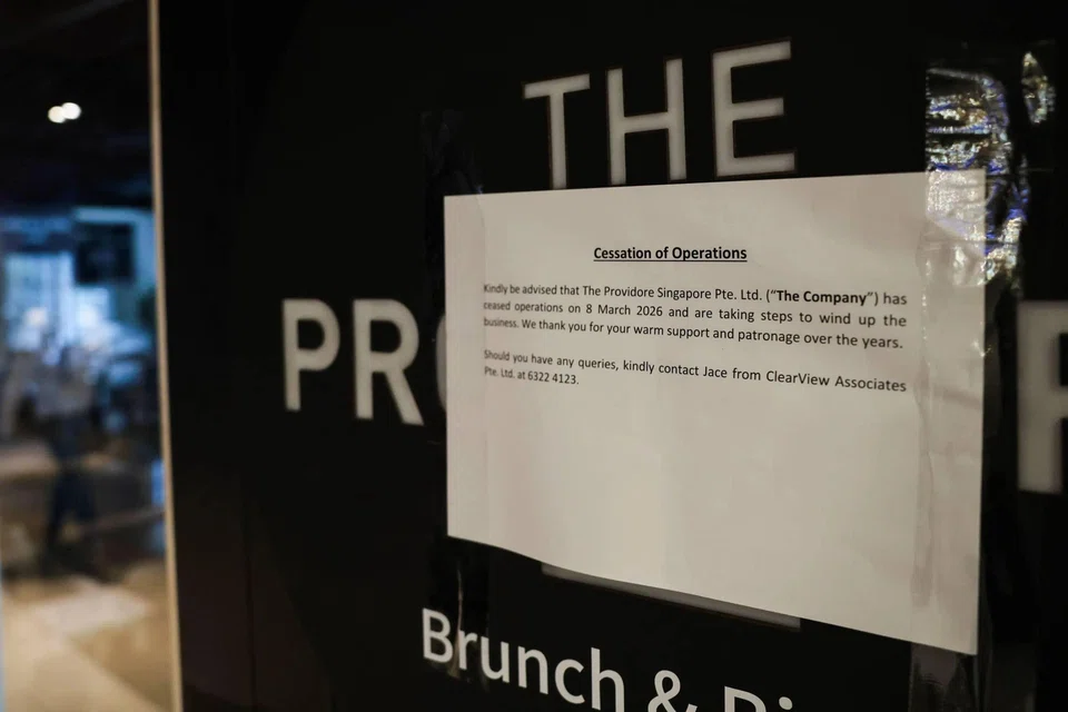 A notice announcing the cessation of operations at the entrance of The Providore’s Mandarin Gallery outlet on March 9. ST PHOTO: GIN TAY
