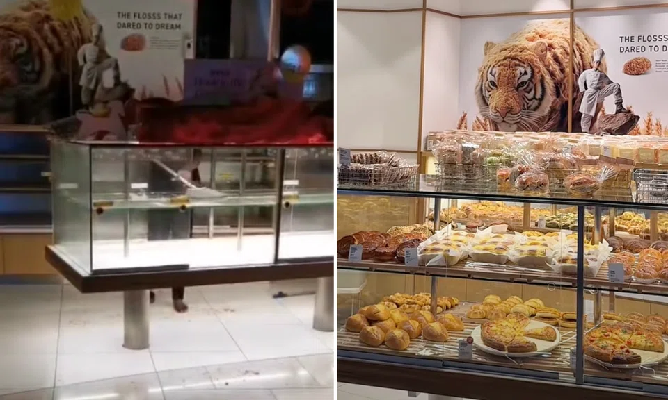 Netizens slammed BreadTalk Singapore after a worker was seen cleaning a display shelf with a broom. 