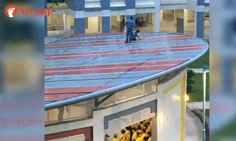 Stomper Raf came across three men walking on the rooftop of a multi-purpose hall at Woodlands Drive 16.