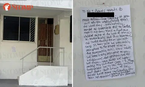 Geylang flat gets angry note after secondhand smoke 'bombards' nearby neighbours