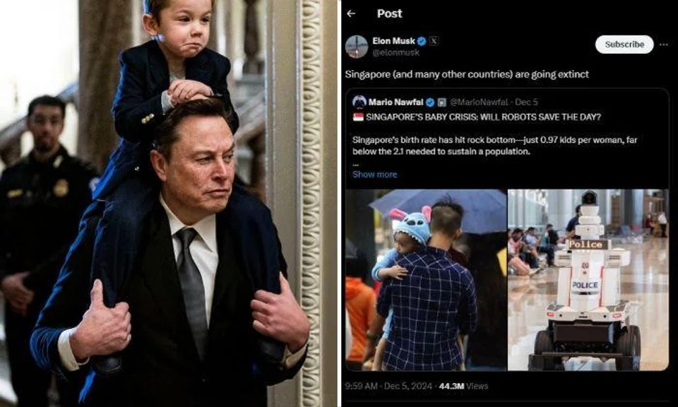 Billionaire Elon Musk tweets S'pore 'going extinct', sparks debate about country's low fertility rate