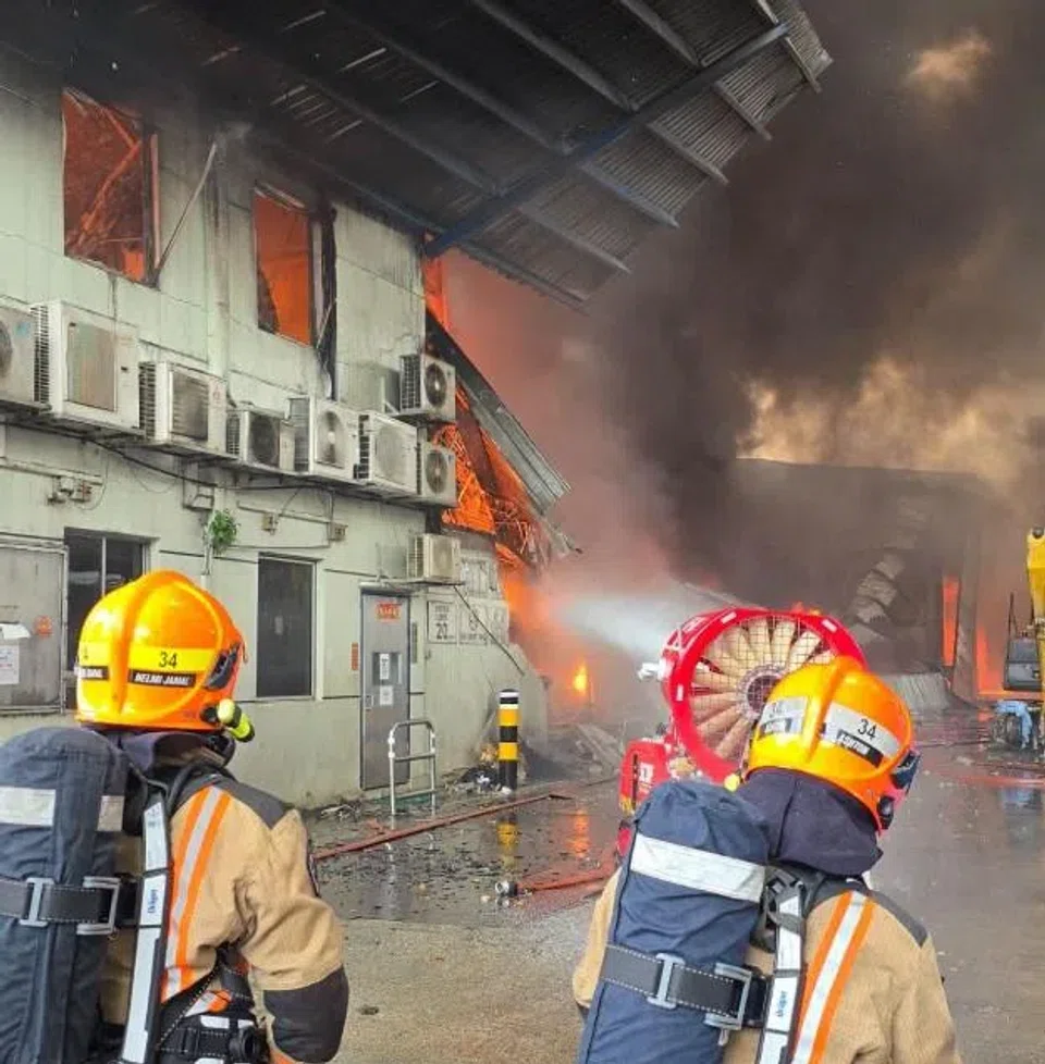 Firefighters have been combating the blaze since 10.30am and the operation is expected to be prolonged.