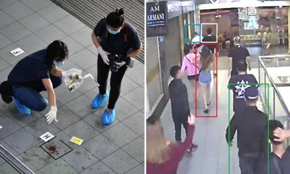 Prosecutors played surveillance footage that largely captured the altercation on the ground floor of Orchard Towers, as well as a scuffle that took place moments earlier at the Naughty Girl Club on the second floor.