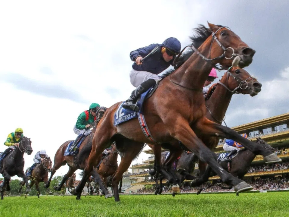 Henri Matisse (Ryan Moore) sealing the deal in the Group 1 Emirates Poule d’Essai des Poulains (1,600m) at Longchamp on May 11. 
