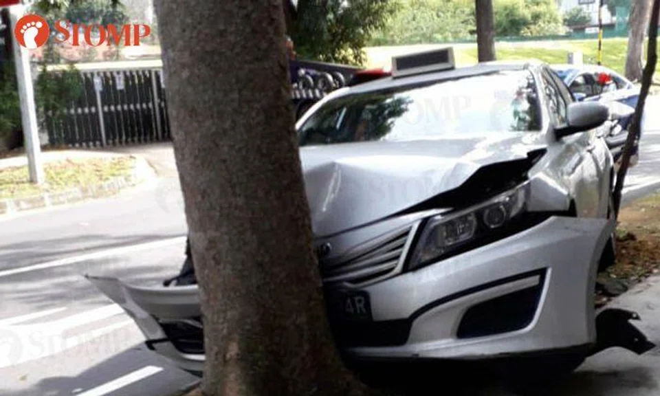 Female passenger injured after taxi crashes into tree along McNair Road