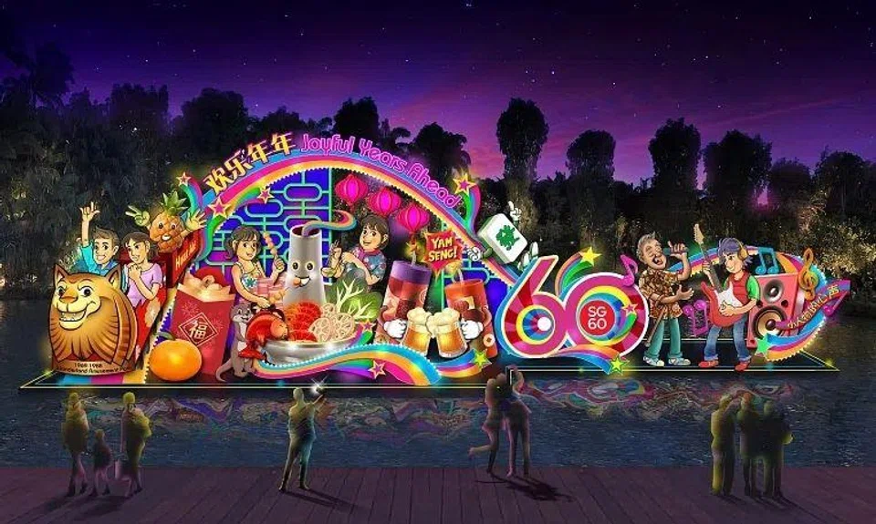 Joyful Years Ahead is a nostalgic lantern display celebrating the nation’s six decades of cherished memories.