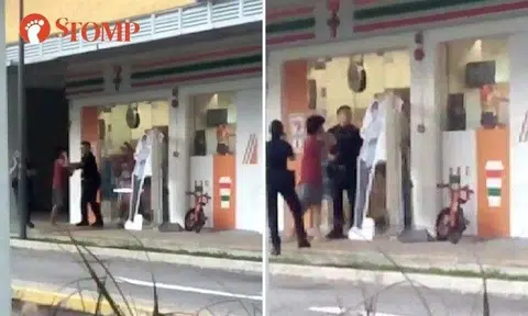 Stomper Raven shared a video showing the police with the boy in a red shirt outside the convenience store at Block 446 Bukit Batok West Avenue 8.